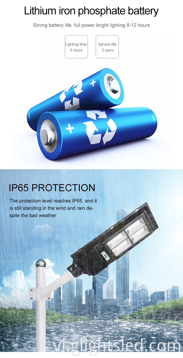 Thiết kế mới Bán buôn SMD Waterproofing Iron IP65 Tất cả trong một đèn đường phố năng lượng mặt trời 80W 100W
